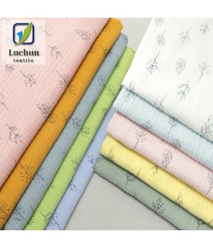 Pure cotton clothDouble layer gauze drape print pajama children's clothing blanket fabric seersucker spot salesSpot direct sale