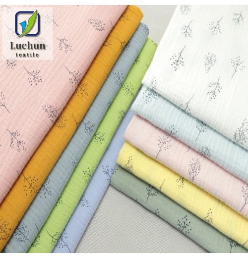 Pure cotton clothDouble layer gauze drape print pajama children's clothing blanket fabric seersucker spot salesSpot direct sale