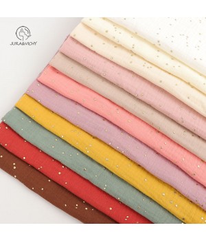 high quality gold dots muslin glitter fabric 100% cotton 2 layers on customized colors accept order with mix colors