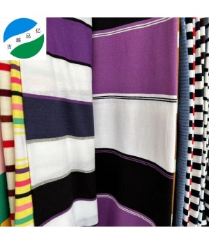 2023 new knit cotton single jersey stripe 100% cotton without spandex stock lot fabric ready goods