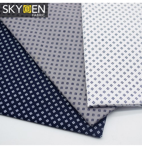 Skygen wholesale plain weave silky small flower designs custom printed plain cotton fabric for dress shirt