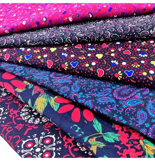 100% cotton Corduroy Small Rose Print fabric 21W Cosrduroy Wholesale