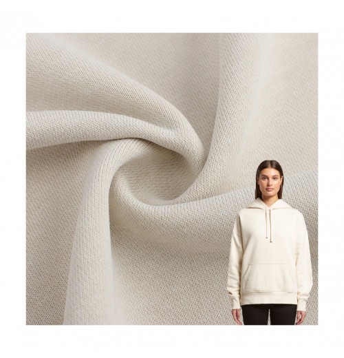 High Quality Plain Dyed Stock Lot Organic Heavy Brushed French Terry 100% Cotton Hoodies Fabric